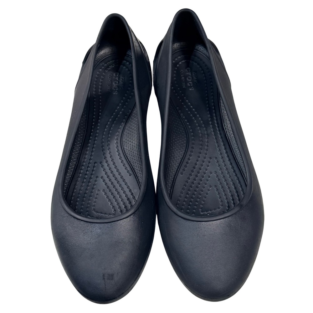 Crocs Lina Flat Navy Blue Ballet Shoes Womens Iconic Comfort Lightweight SlipOn